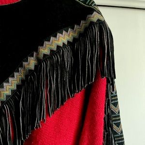 Vintage Western Leather Tassel Sweater!